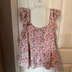 Pink floral blouse size XL
